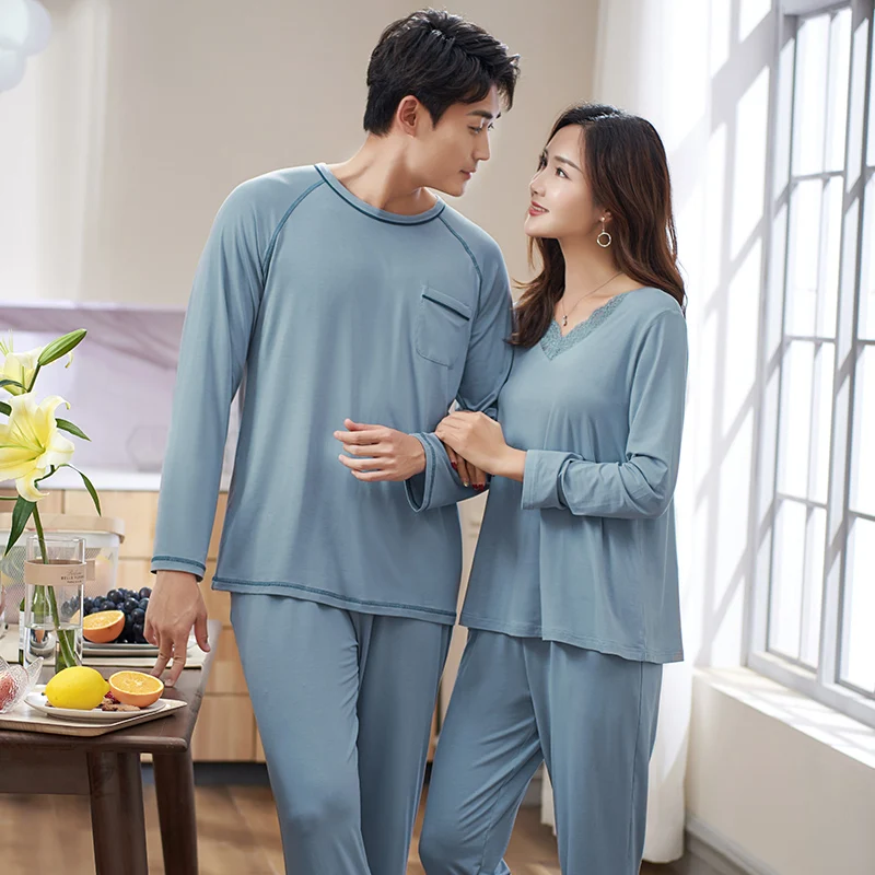 Pajamas For Couples Spring Simple Pure Color Comfortable Lady's Long Sleeve Long Pants Modal Leisure Home Clothes Nightwear Suit
Pajamas For Couples Spring Simple Pure Color Comfortable Lady's Long Sleeve Long Pants Modal Leisure Home Clothes Nightwear Suit