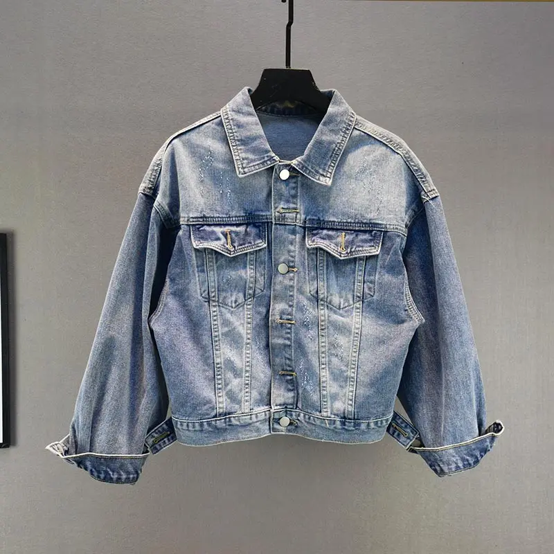 2021 Spring Women Jeans Coat Causal Loose Blue Long Sleeve Denim Jacket Lady Fashion Rhinestone on Back Streetwear
2021 Spring Women Jeans Coat Causal Loose Blue Long Sleeve Denim Jacket Lady Fashion Rhinestone on Back Streetwear