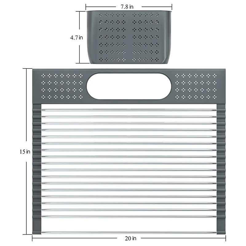 Kitchen Sink Roll-Up Dish Drying Rack Stainless Steel Cutlery Drainer with Cutlery Holder for Kitchen Sink
Kitchen Sink Roll-Up Dish Drying Rack Stainless Steel Cutlery Drainer with Cutlery Holder for Kitchen Sink