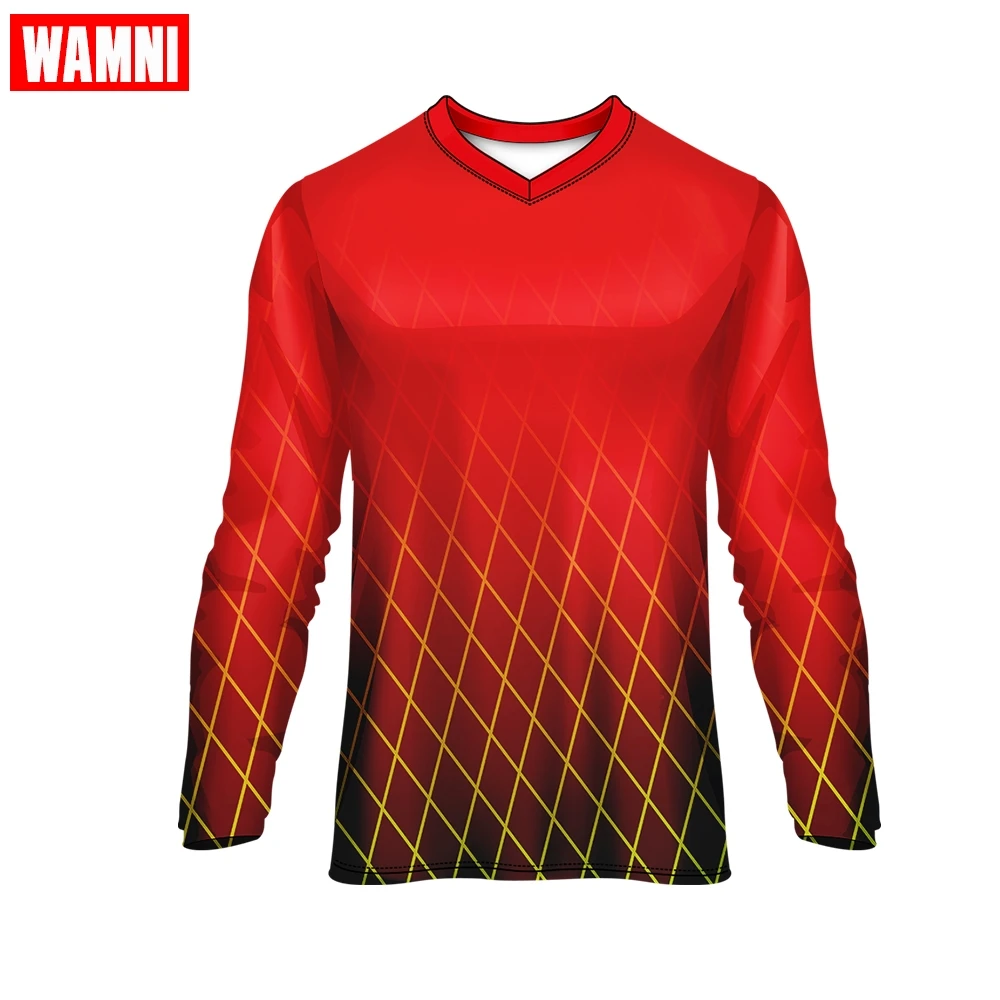 Спортивная тонкая футболка WAMNI с V образным вырезом и длинным рукавом Джерси для