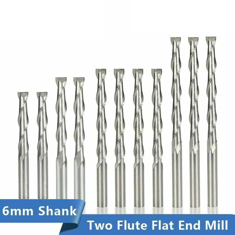 Flat End Mill 6mm Shank 2 Flute Spiral Milling Cutter CNC Router Bit Woodworking Engrav Milling Machine Electric Tools Cutter
Flat End Mill 6mm Shank 2 Flute Spiral Milling Cutter CNC Router Bit Woodworking Engrav Milling Machine Electric Tools Cutter