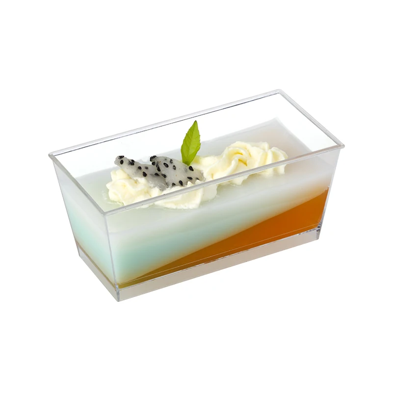 

50pcs 150ml Mousse cup plastic net red disposable pudding mango small box cake dessert transparent square tiramisu cup with lid