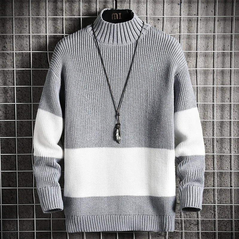 New Men's Knit Long Sleeve Regular Sweater for Men Winter Half high collar Patchwork Pullovers Bottoming Jumper
New Men's Knit Long Sleeve Regular Sweater for Men Winter Half high collar Patchwork Pullovers Bottoming Jumper