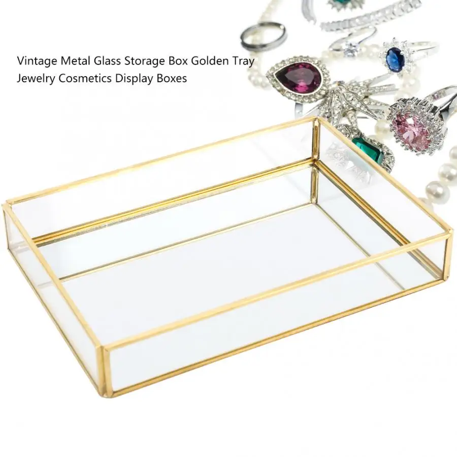 Nordic Retro Storage Box Tray Gold Rectangle Glass Makeup Organizer Tray Dessert Plate Jewelry Display 
Nordic Retro Storage Box Tray Gold Rectangle Glass Makeup Organizer Tray Dessert Plate Jewelry Display
