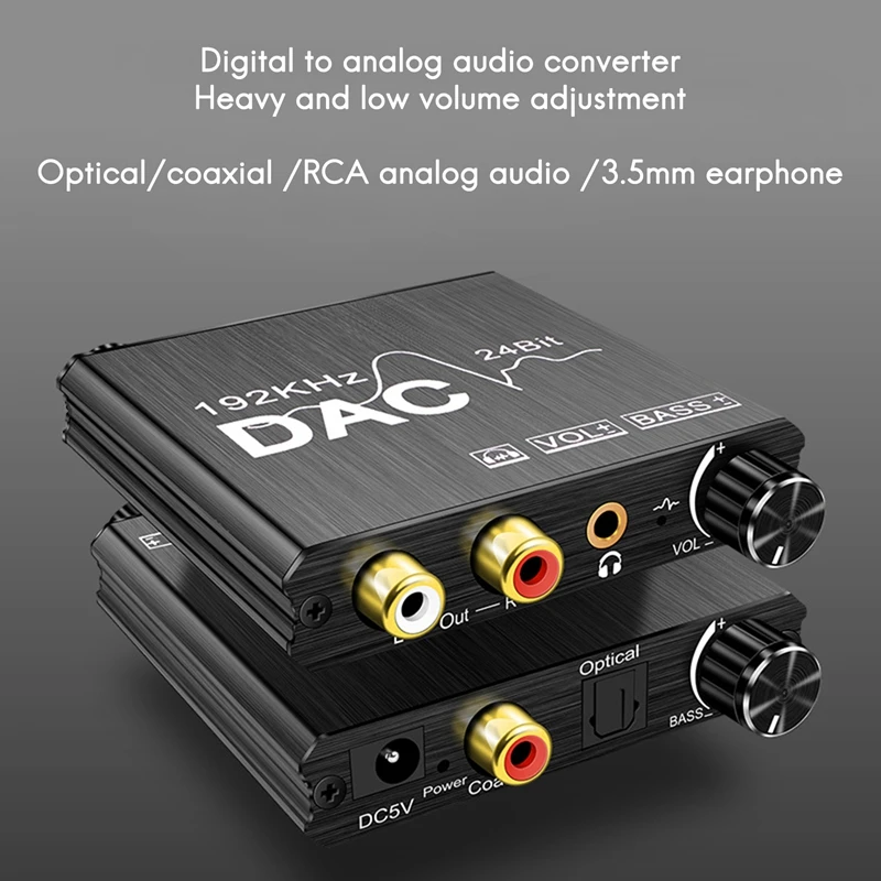 

Digital to Analog Audio Converter 192KHz with Bass and Volume Adjustment for PS3 PS4 DVD Apple TV Home Cinema