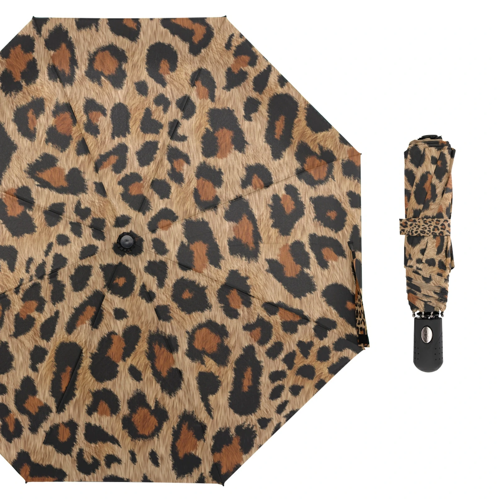 Leopard Print Women's Automatic Umbrella Male Rain Sun Protection Three Folding Umbrella Parasol Parapluie For Outdoor Travel 
Leopard Print Women's Automatic Umbrella Male Rain Sun Protection Three Folding Umbrella Parasol Parapluie For Outdoor Travel