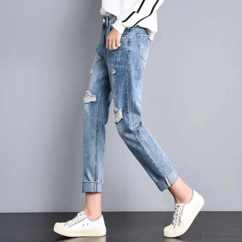 Fashion Hole Boyfriend Jeans Ladies Casual Ankle Length Washes Denim Trousers Ripped Jeans For Women Loose Harem Pants
Fashion Hole Boyfriend Jeans Ladies Casual Ankle Length Washes Denim Trousers Ripped Jeans For Women Loose Harem Pants