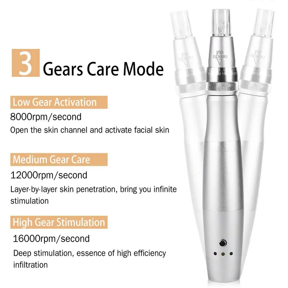 3 Gears Anti-Aging Electric Microneedling Pen Auto Tattoo Machine with Micro Nano-Silicone Needle Skincare KITS Beauty Device
3 Gears Anti-Aging Electric Microneedling Pen Auto Tattoo Machine with Micro Nano-Silicone Needle Skincare KITS Beauty Device