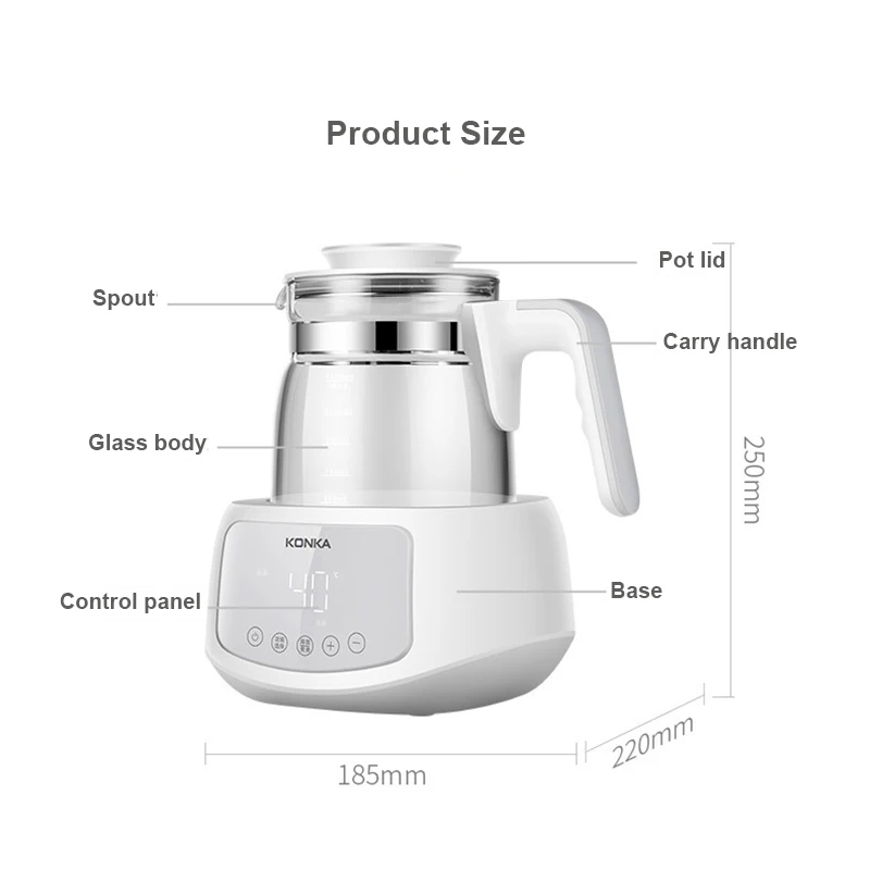 Multifunctional Electric Kettle Glass Thermostat Milk Regulator Baby Brewing Milk Powder Kettle With Night Light Design 1.3L
Multifunctional Electric Kettle Glass Thermostat Milk Regulator Baby Brewing Milk Powder Kettle With Night Light Design 1.3L