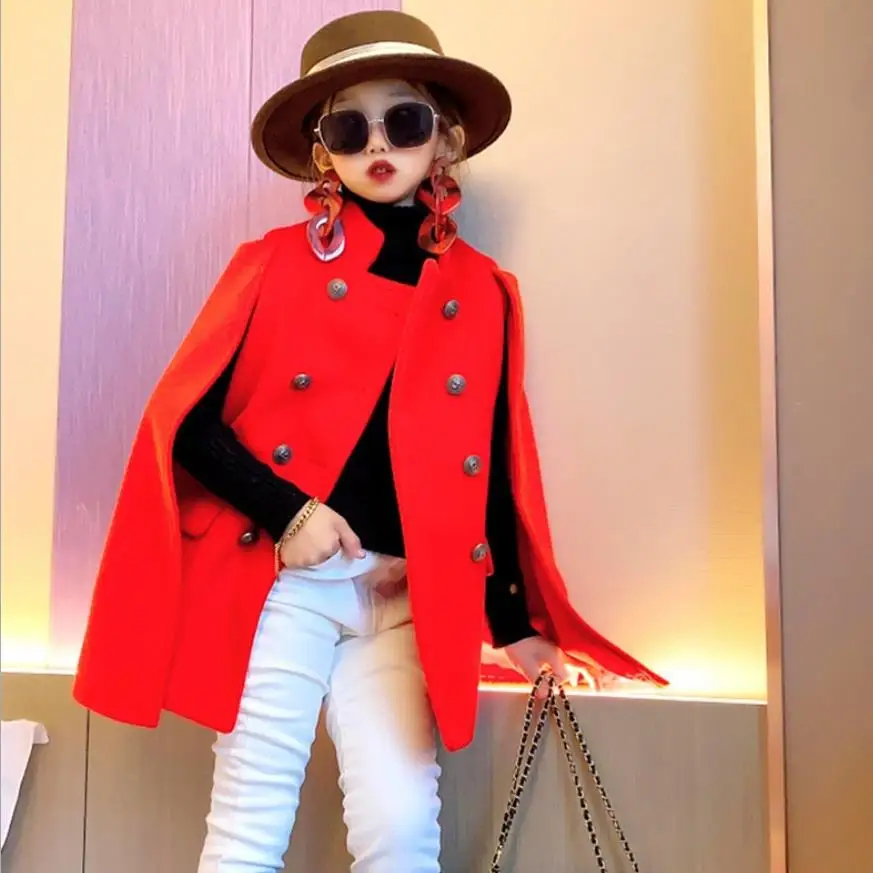 Girl wool coat loose stand collar batwing woolen poncho autumn winter warm A-line wool blend jacket cloak children outfit ws1958
Girl wool coat loose stand collar batwing woolen poncho autumn winter warm A-line wool blend jacket cloak children outfit ws1958