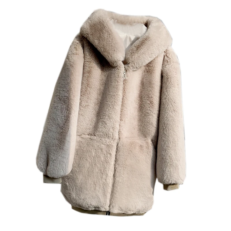 2020 Autumn New Fur Coat Women Hooded Korean Loose Long Sleeve Thick Warm Faux Rabbit Fur Outerwear Fashion Winter Coat Women 
2020 Autumn New Fur Coat Women Hooded Korean Loose Long Sleeve Thick Warm Faux Rabbit Fur Outerwear Fashion Winter Coat Women