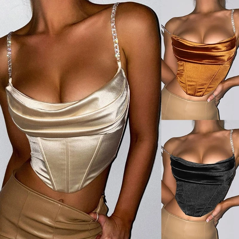Women Sexy Rhinestone Chain Bustier Crop Top Spaghetti Strap Corset Camis Vest L9BE
Women Sexy Rhinestone Chain Bustier Crop Top Spaghetti Strap Corset Camis Vest L9BE