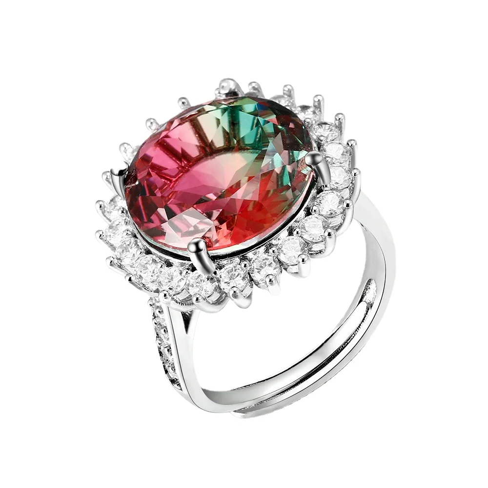 Fashion Jewelry AAAAA Zircon Gemstone Ring Large Round 15MM Color Tourmaline Adjustable Ring Female Engagement Wedding Party
Fashion Jewelry AAAAA Zircon Gemstone Ring Large Round 15MM Color Tourmaline Adjustable Ring Female Engagement Wedding Party