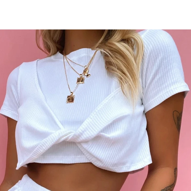white Ladies Top Shorts Sets 2020 summer Casual Crew Neck Two-piece Women Shirt Shorts Set Short Sleeve High Waist Female Suits
white Ladies Top Shorts Sets 2020 summer Casual Crew Neck Two-piece Women Shirt Shorts Set Short Sleeve High Waist Female Suits