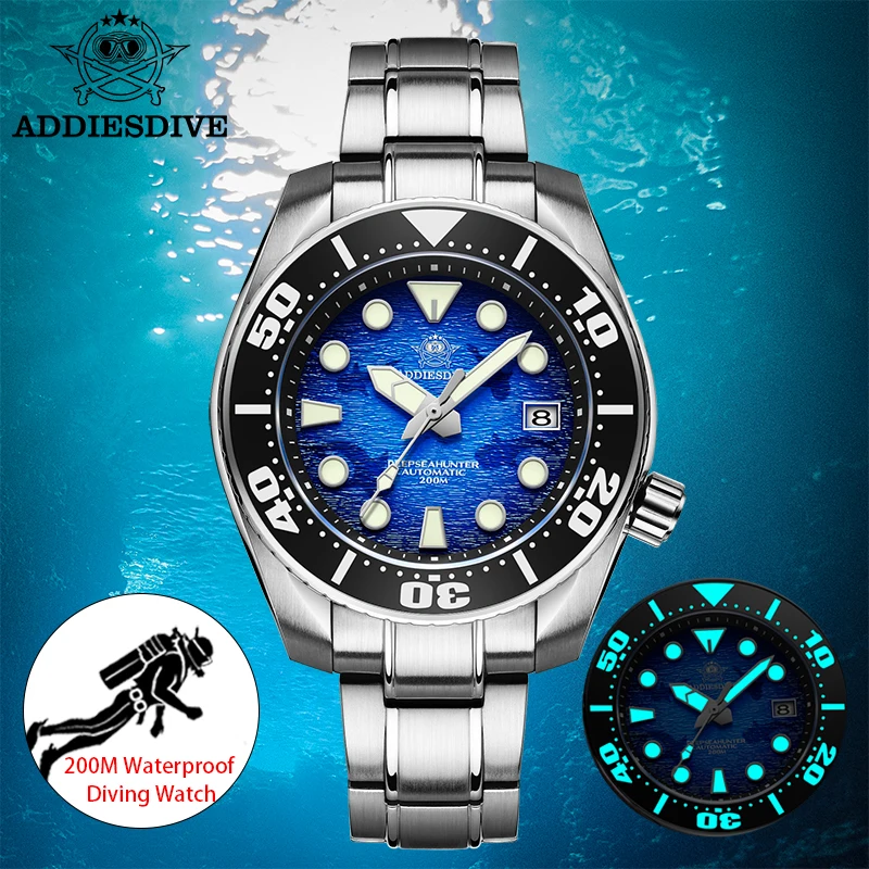 ADDIES Men's Watch Automatic Mechanical Diver Watch Luminous men's watches Rotating bezel Sapphire Crystal 200m dive watch NH35
ADDIES Men's Watch Automatic Mechanical Diver Watch Luminous men's watches Rotating bezel Sapphire Crystal 200m dive watch NH35