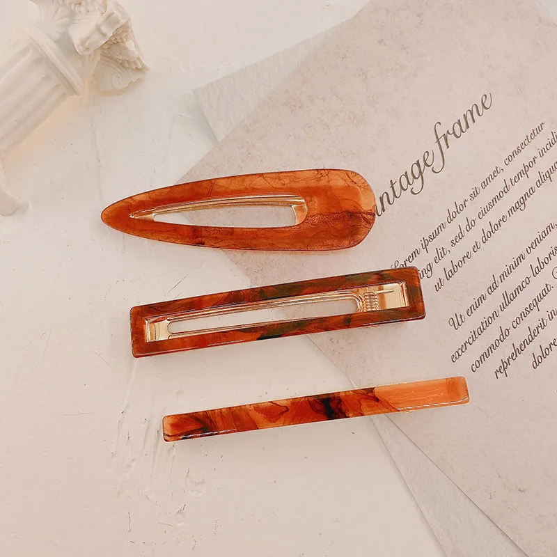 

AccMAX New Amber Color Acetate Hair Clips Hair Accessories Geometric Water Drop Rectangle Acrylic Barrette for Women