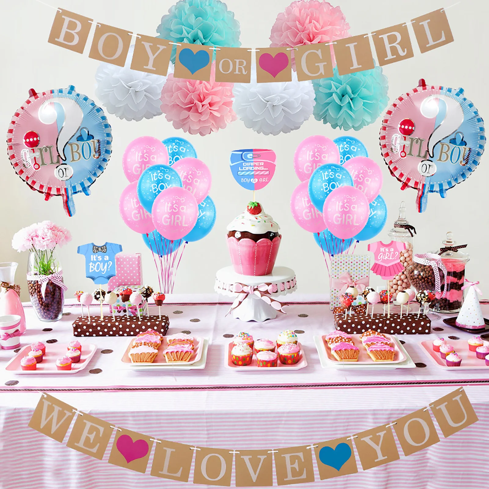 30pcs/set ITS A BOY OR GIRL Gender Reveal Baby Balloon Party DecorationSet Latex and Aluminum Foil
30pcs/set ITS A BOY OR GIRL Gender Reveal Baby Balloon Party DecorationSet Latex and Aluminum Foil