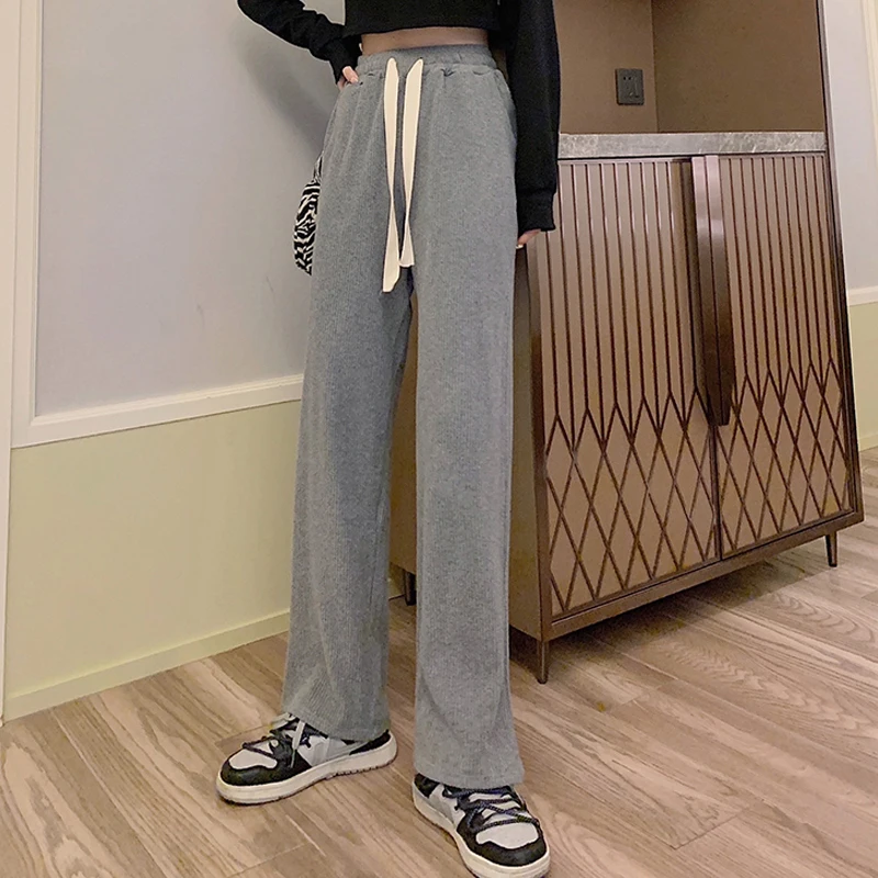 All-match elastic waist bandage wide leg pants loose high waist mopping trousers women autumn and winter casual pants
All-match elastic waist bandage wide leg pants loose high waist mopping trousers women autumn and winter casual pants