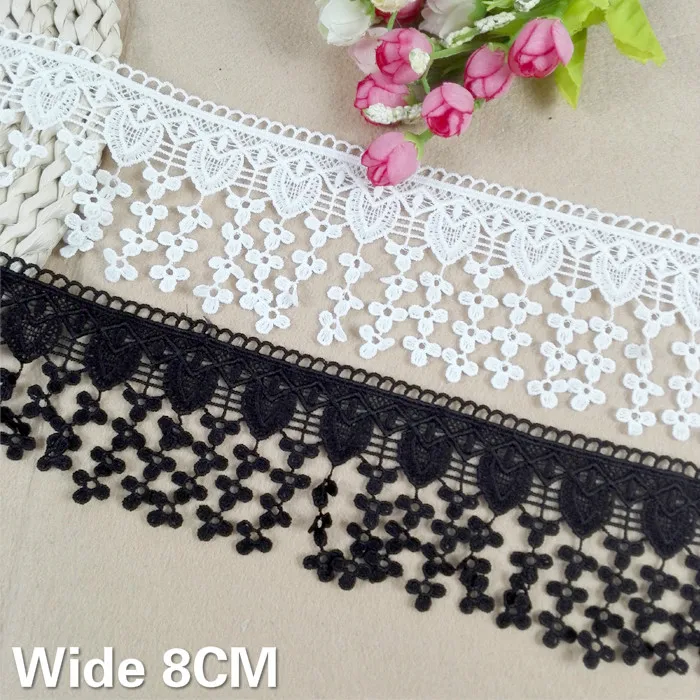 8CM Wide White Black Fringed Embroidery Ribbon Lace Accessories Handmade DIY Clothing Clothes Skirt Fabric DIY Sewing Decoration
8CM Wide White Black Fringed Embroidery Ribbon Lace Accessories Handmade DIY Clothing Clothes Skirt Fabric DIY Sewing Decoration