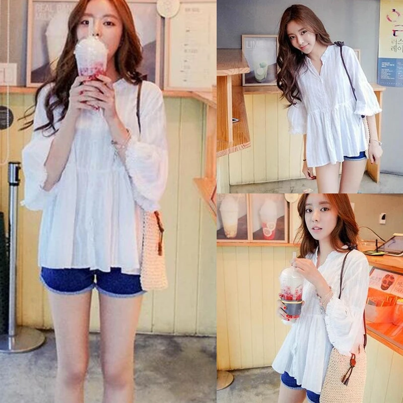 Women Sweet 3/4 Bell Sleeve Blouse Female V Neckline Pullover Casual Loose Tops Shirt S-2XL
Women Sweet 3/4 Bell Sleeve Blouse Female V Neckline Pullover Casual Loose Tops Shirt S-2XL