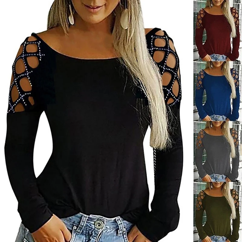 Hollow Out Women T-shirt Tops Autumn Fall Long Sleeve Casual Solid Lady T Shirt Tee Shirt Female Tops S -
Hollow Out Women T-shirt Tops Autumn Fall Long Sleeve Casual Solid Lady T Shirt Tee Shirt Female Tops S -