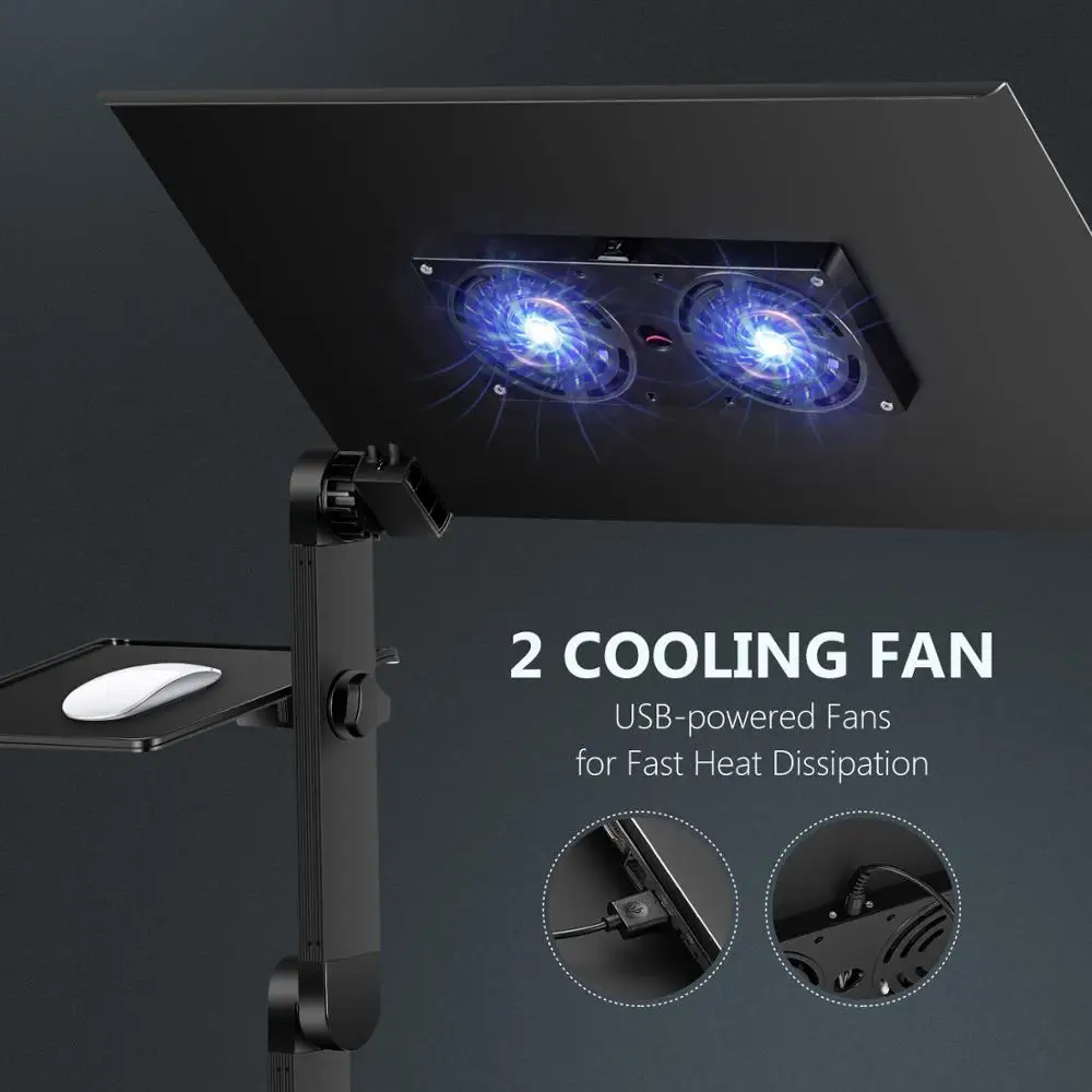 Neewer Portable Adjustable Laptop Stand/Desk/Table Vented with CPU Fans and Mouse Pad Side for Notebook MacBook Lightweight