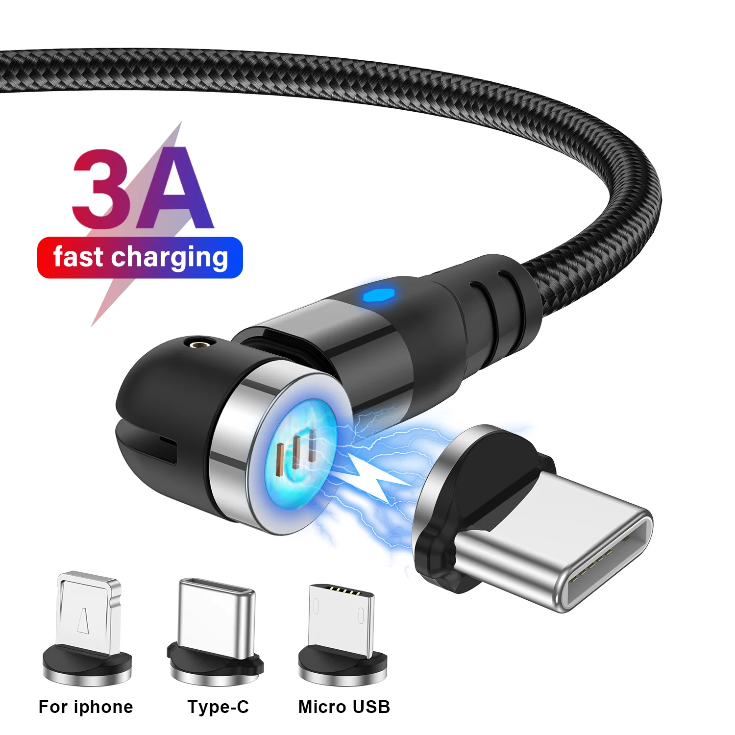 Lovebay 540 Rotate Magnetic Cable 3A Fast Charging Micro USB Type C Cable Magnetic Charger Cable For iPhone 11 Huawei Samsung
Lovebay 540 Rotate Magnetic Cable 3A Fast Charging Micro USB Type C Cable Magnetic Charger Cable For iPhone 11 Huawei Samsung