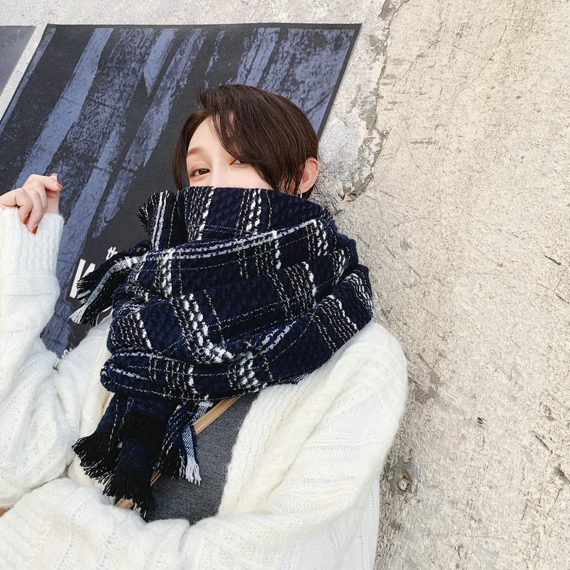 

Модный плотный теплый зимний шарф, дизайнерская женская кашемировая шаль из пашмины с принтом, женские шарфы с кисточками, вязаное удобное ...