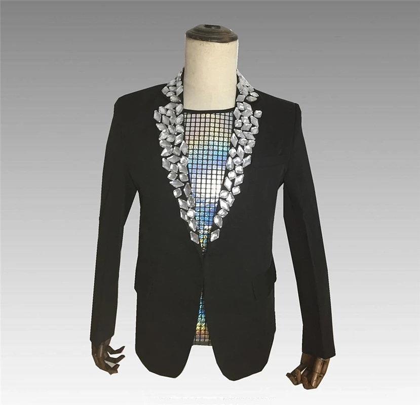 Blazer with Rhinestones Men Singer Stage Costume Personality Coat Slim Fit Party Nightclub Suit
Blazer with Rhinestones Men Singer Stage Costume Personality Coat Slim Fit Party Nightclub Suit