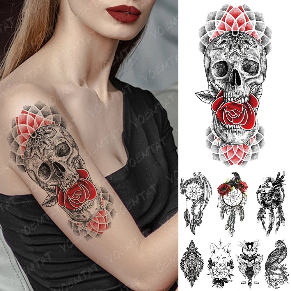 Waterproof Temporary Tattoo Sticker Red skull dragon lion Tattoos Dreamcatcher Bird Body Art Arm Fake Sleeve Tatoo Women Men
Waterproof Temporary Tattoo Sticker Red skull dragon lion Tattoos Dreamcatcher Bird Body Art Arm Fake Sleeve Tatoo Women Men