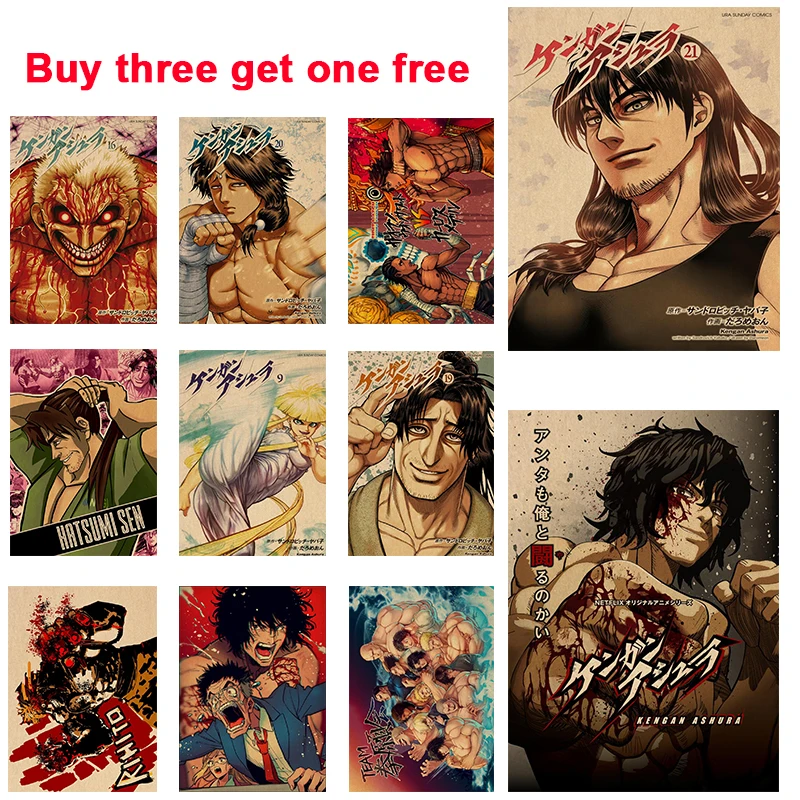 Buy Three Get One Free Blood Fighting Animation Kengan Ashura Retro Kraft Paper Poster Art Home Room Wall Decoration Poster
Buy Three Get One Free Blood Fighting Animation Kengan Ashura Retro Kraft Paper Poster Art Home Room Wall Decoration Poster