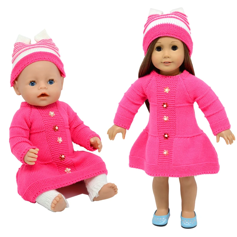 

New Pink Sweater Suits Fit 43cm Zapf Baby Born Doll,18Inch Girl American Doll Clothes,Our Generation,Russian Toy Girl