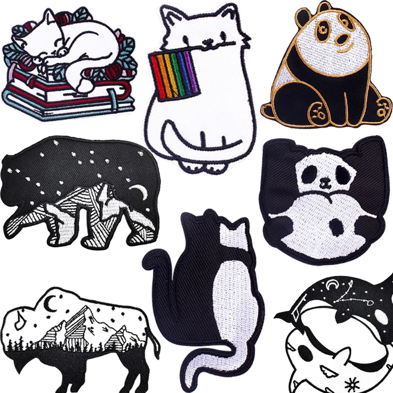 Panda/Cat Animal Embroidery Iron On Patch Black White Cattle Applique Ironing Clothing Sewing Supplies Decorative Badges Patches
Panda/Cat Animal Embroidery Iron On Patch Black White Cattle Applique Ironing Clothing Sewing Supplies Decorative Badges Patches