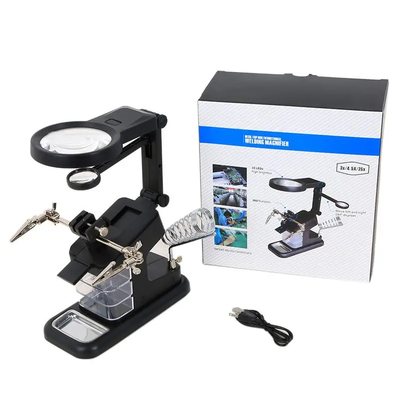 3X/4.5X/25X Welding Magnifying Glass LED Lights Auxiliary Clip Magnifying Glass Soldering Rework Station
3X/4.5X/25X Welding Magnifying Glass LED Lights Auxiliary Clip Magnifying Glass Soldering Rework Station
