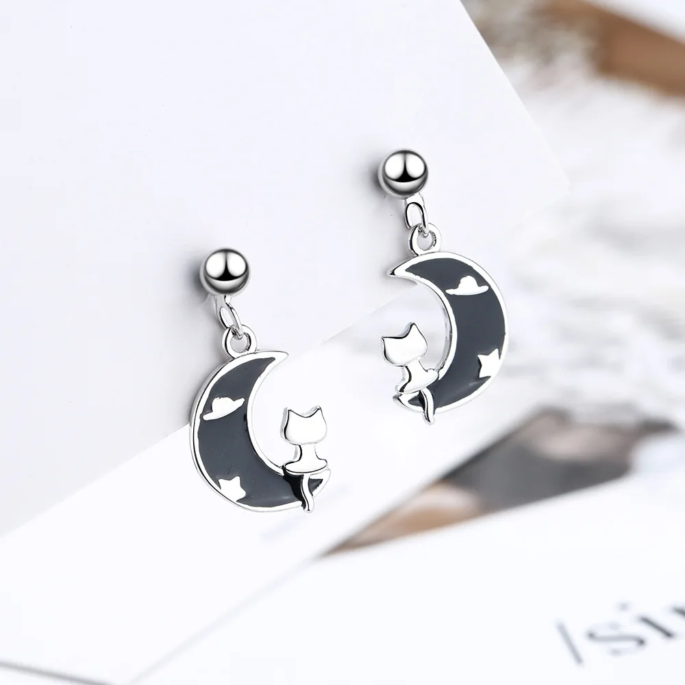 925 Sterling Silver Tassel Moon Cat Charm Piercing Stud Earring For Women Party Jewelry Pendientes Accessories Oorbellen eh347
925 Sterling Silver Tassel Moon Cat Charm Piercing Stud Earring For Women Party Jewelry Pendientes Accessories Oorbellen eh347