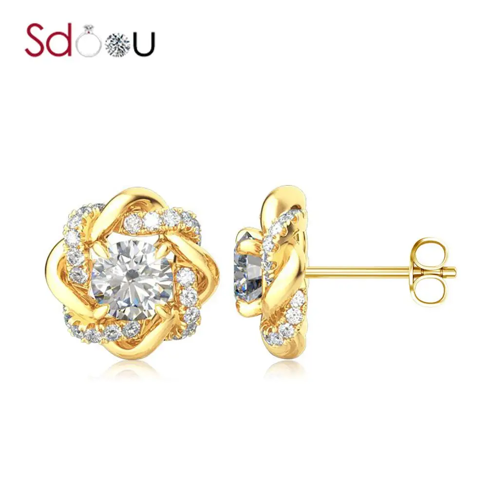 SDOOU Gold Earring For Women Moissanite Earring Round Cut Diamond Flower Wedding Stud Earrings Luxury Jewelry Christmas Gift New 
SDOOU Gold Earring For Women Moissanite Earring Round Cut Diamond Flower Wedding Stud Earrings Luxury Jewelry Christmas Gift New