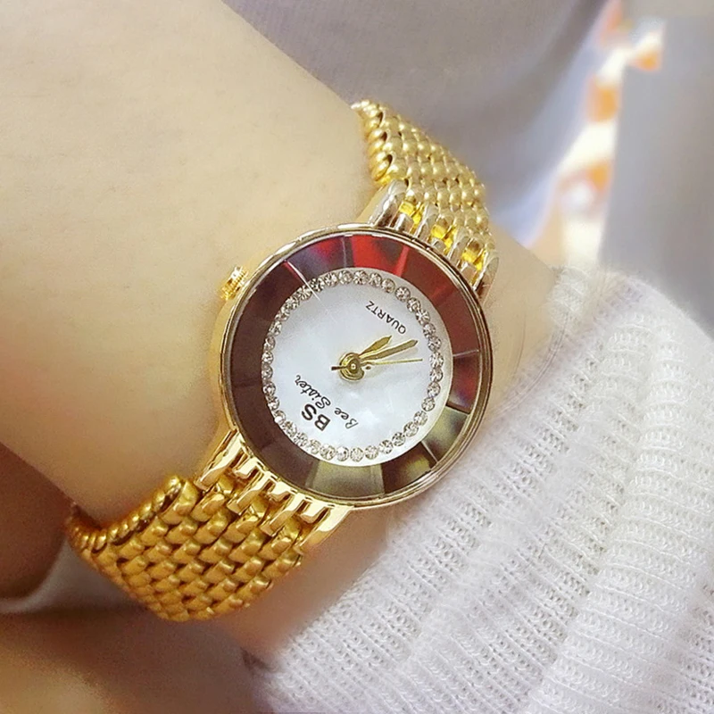 Женские дизайнерские брендовые Роскошные Кварцевые Золотые часы с бриллиантами