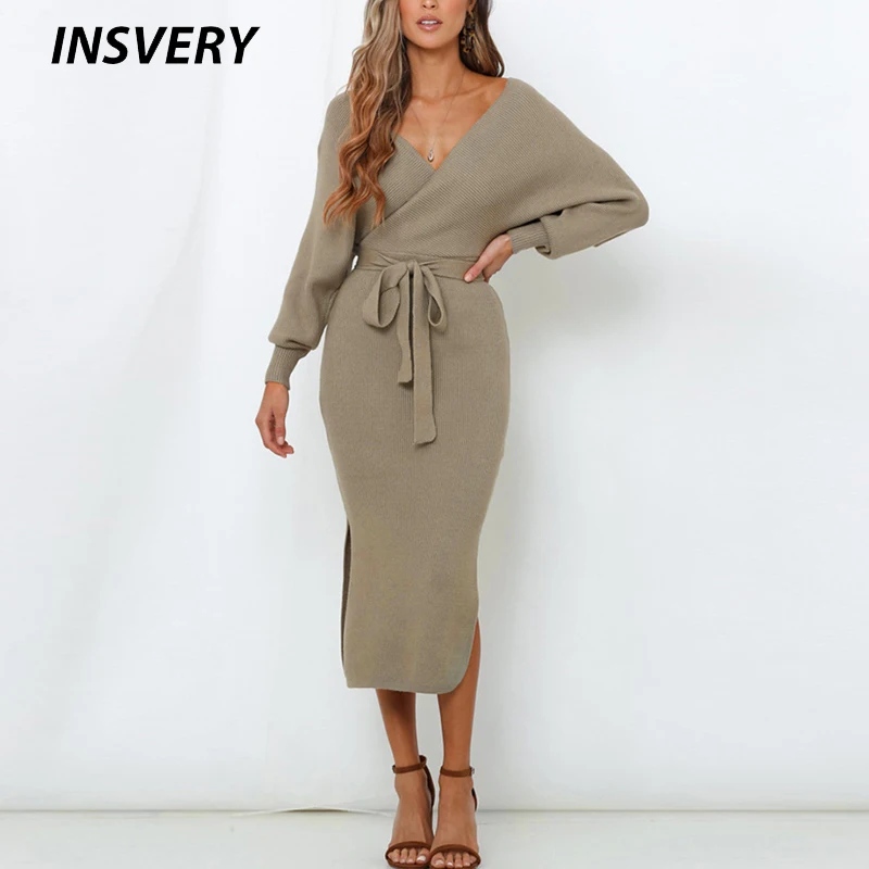 Women Knitted Dress Autumn Winter Sexy Long Sleeve Party Dress Women Vintage Solid Lace Up Deep V Neck Dresses For Women 2021
Women Knitted Dress Autumn Winter Sexy Long Sleeve Party Dress Women Vintage Solid Lace Up Deep V Neck Dresses For Women 2021