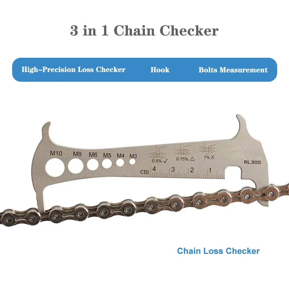 3 in 1 Bike Chain Measurer Wear Indicator Chain Checker Tool Chain Hook Bolt Measurement Bicycle Tool anti - skid
3 in 1 Bike Chain Measurer Wear Indicator Chain Checker Tool Chain Hook Bolt Measurement Bicycle Tool anti - skid