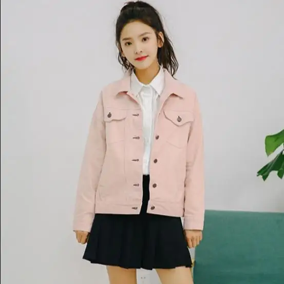 Корейский стиль 2020 весна осень белая джинсовая куртка Женская Повседневная