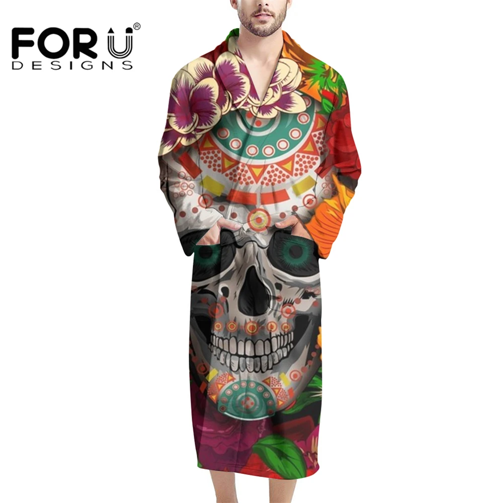 FORUDESIGNS Men's Sugar Skull Flower Pattern Kimono Thick Warm Winter Oversized Sleepwear Comfortable Soft Home Wear Халаты
FORUDESIGNS Men's Sugar Skull Flower Pattern Kimono Thick Warm Winter Oversized Sleepwear Comfortable Soft Home Wear Халаты