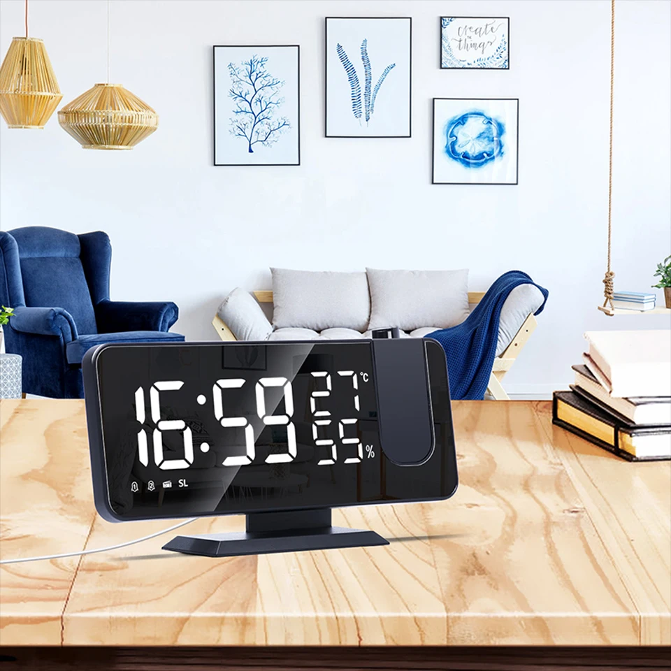 New Projection Alarm Clock LED Display Time Digital Alarm Clock With Rotatable 180 Projector Dual Alarm FM Radio Snooze Function
New Projection Alarm Clock LED Display Time Digital Alarm Clock With Rotatable 180 Projector Dual Alarm FM Radio Snooze Function