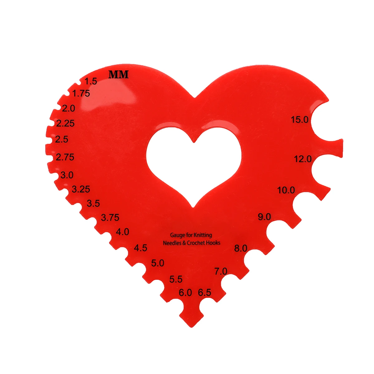 Heart Measuring Ruler Plastic Knitting Needle Size Gauge MM Ruler Tool (US UK Canada Sizes) 1.5-10MM Sewing Accessories Tools
Heart Measuring Ruler Plastic Knitting Needle Size Gauge MM Ruler Tool (US UK Canada Sizes) 1.5-10MM Sewing Accessories Tools