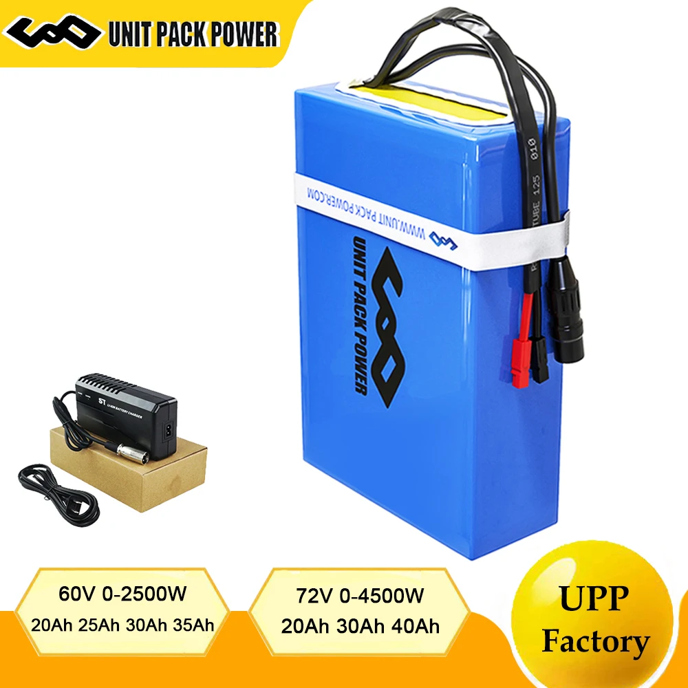 

60V 72V 20Ah 30Ah 40Ah Ebike Scooter Battery Pack Electric Bicycle Waterproof PVC for 4500W 4000W 3500W 3000W 2500W 2000W Motor