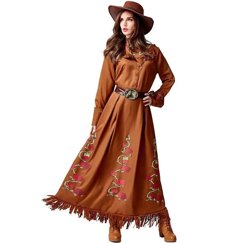 Brown Long Skirt Female Wilderness Hunter Cosplay Woman Halloween Cowgirl Costumes Carnival Purim Parade Role Play Party Dress
Brown Long Skirt Female Wilderness Hunter Cosplay Woman Halloween Cowgirl Costumes Carnival Purim Parade Role Play Party Dress