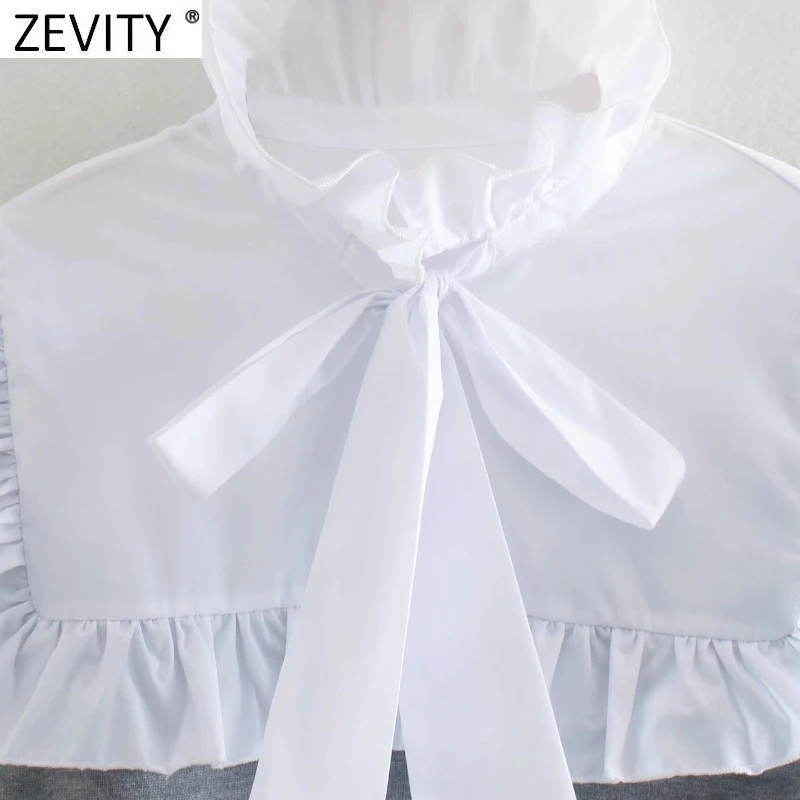 Новинка Женская милая агарическая кружевная белая Поплиновая блузка Zevity в стиле