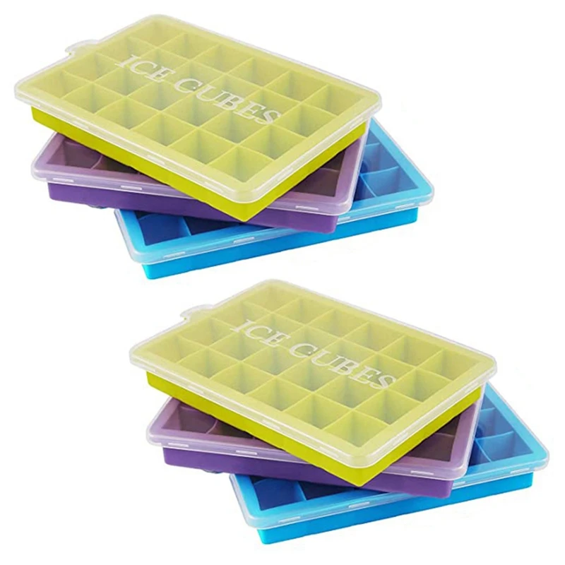 Ice Square Tray, 6 Pieces of Silicone Ice Tray with Lid, Easy to Remove and Bend Ice Square Mold, 24 Cubes 
Ice Square Tray, 6 Pieces of Silicone Ice Tray with Lid, Easy to Remove and Bend Ice Square Mold, 24 Cubes