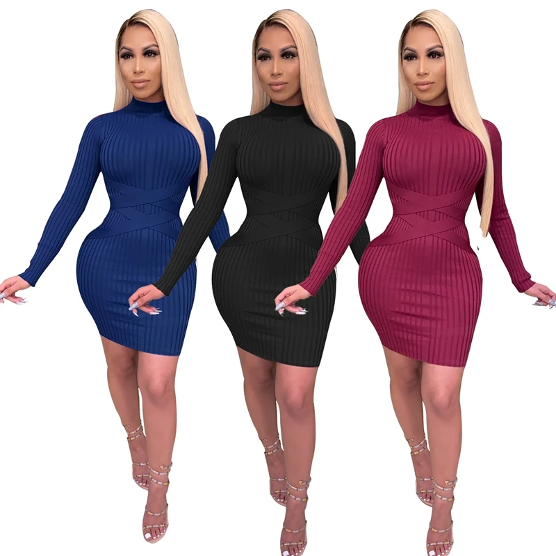2021 Spring Women Long Sleeve Knitted Dress Midi Turtleneck Lady Pencil Mini Ribbed Hip Dress Sexy Bodycon For Night Club Party
2021 Spring Women Long Sleeve Knitted Dress Midi Turtleneck Lady Pencil Mini Ribbed Hip Dress Sexy Bodycon For Night Club Party