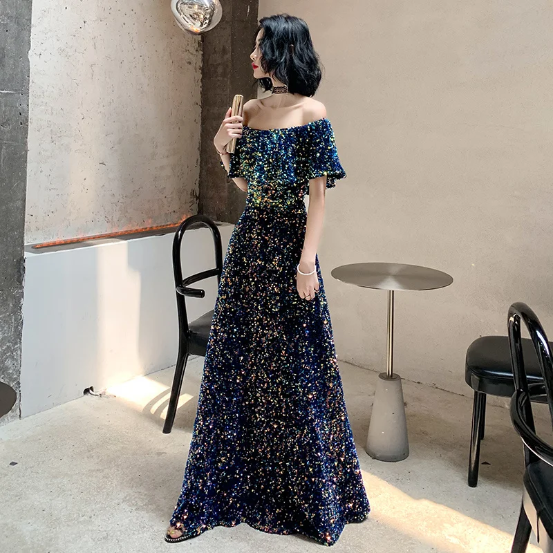 Heavy Sequins Evening Dresses Long A-Line Prom Dress Elegant Off the Shoulder Evening Gown Banquet Formal Dress вечернее платье 
Heavy Sequins Evening Dresses Long A-Line Prom Dress Elegant Off the Shoulder Evening Gown Banquet Formal Dress вечернее платье