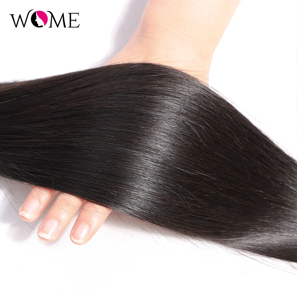 Wome 6x2 Lace Closure And Human Hair Bundles With 6x2 Closure Brazilian Hair Weave Bundles Straight 3 Bundles With Closure